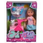 Papusa Simba Evi Love Cat Buggy 12 cm cu 2 figurine si accesorii